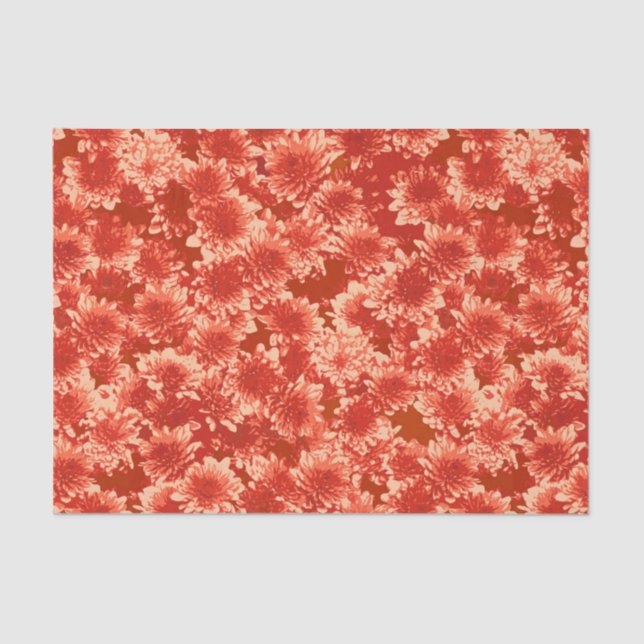 Modern Graphic Dahlia Pattern, Mandarin Orange Tissue Paper (Front)