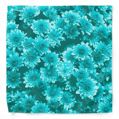 Modern Graphic Dahlia Pattern Teal and Aqua Bandana