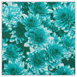 Modern Graphic Dahlia Pattern, Teal and Aqua Fabric