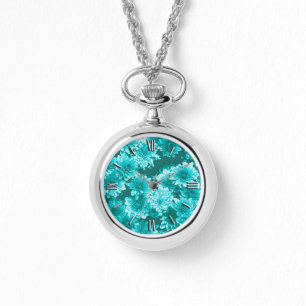 Modern Graphic Dahlia Pattern, Teal and Aqua Watch