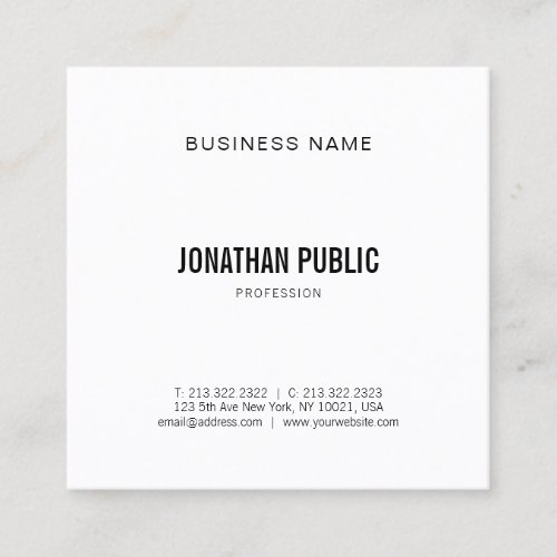 Modern Graphic Elegant Trendy Plain Minimalistic Square Business Card