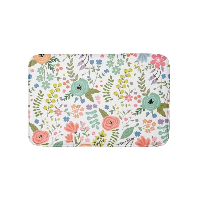 Modern graphic floral bath mat (Front)