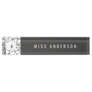 Modern graphic, geometric desk name plate