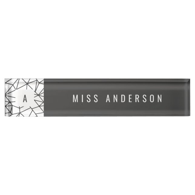 Modern graphic, geometric desk name plate (Front)