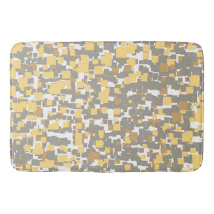 Modern Graphic Gray, Gold and White Geometric Bath Mat