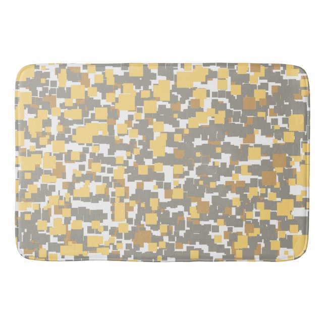 Modern Graphic Gray, Gold and White Geometric Bath Mat (Front)