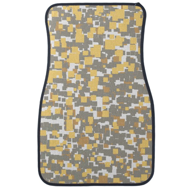 Modern Graphic Gray, Gold and White Geometric  Car Floor Mat (Front)