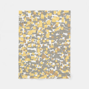Modern Graphic Gray, Gold and White Geometric Fleece Blanket