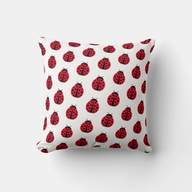 modern graphic ladybug motif throw pillow (Front)