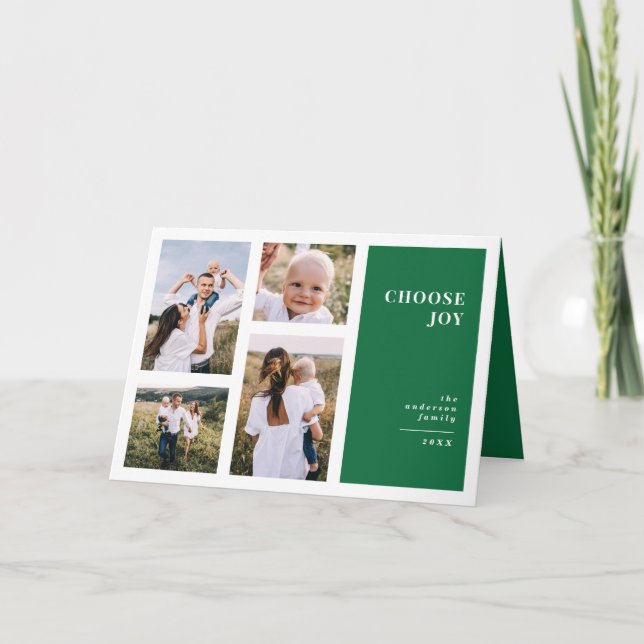 Modern, graphic minimal christmas multi photo card (Front)