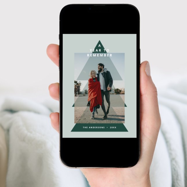 Modern graphic minimal Christmas photo Holiday Card (Front Digital)