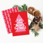 Modern graphic minimal Christmas red and pink Holiday Card<br><div class="desc">Modern religious graphic minimal modern red and pink Christmas let your heart be light holiday card. Bold on trend design. Part of a holiday collection.</div>