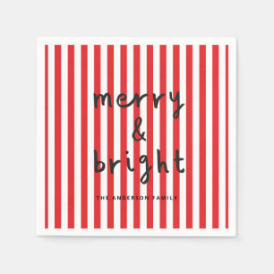 Modern graphic minimal Christmas red and white Napkins
