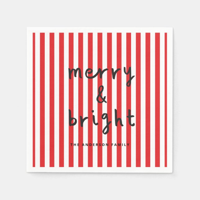 Modern graphic minimal Christmas red and white Napkins (Front)
