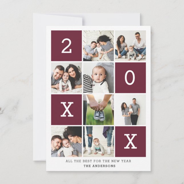 Modern graphic multi photo holiday card (Front)