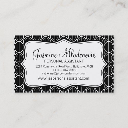 Modern graphic ovals black  white business card