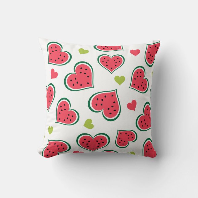 Modern Graphic Pink Green Summer Watermelons Fruit Throw Pillow (Front)