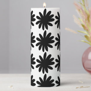 Modern Graphic Silhouette Flower Pattern Pillar Candle
