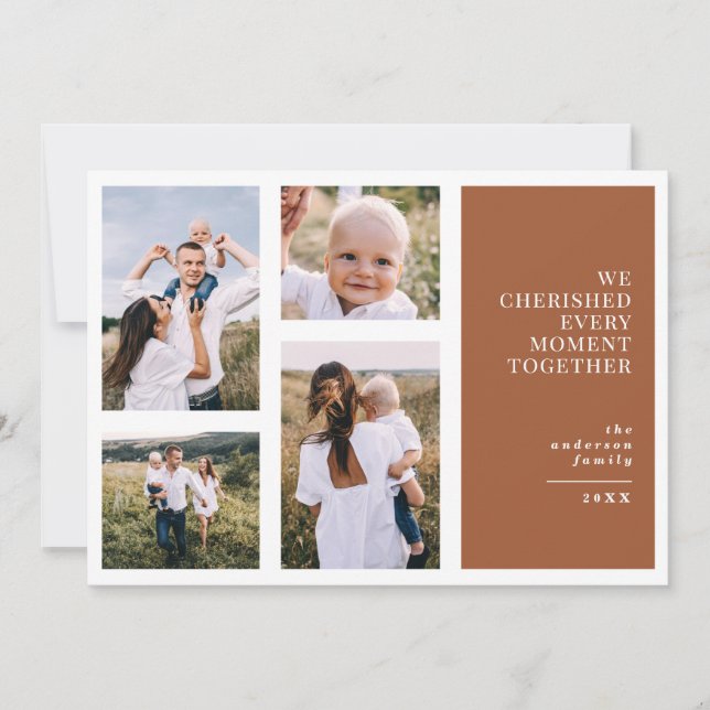 Modern, graphic thankful christmas multi photo announcement (Front)