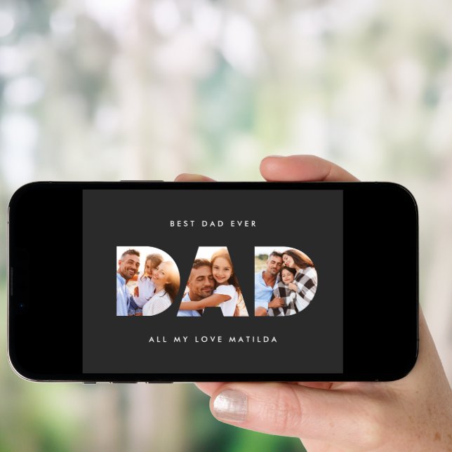 Modern graphic typography Multi photo dad Invitation (Front Digital)