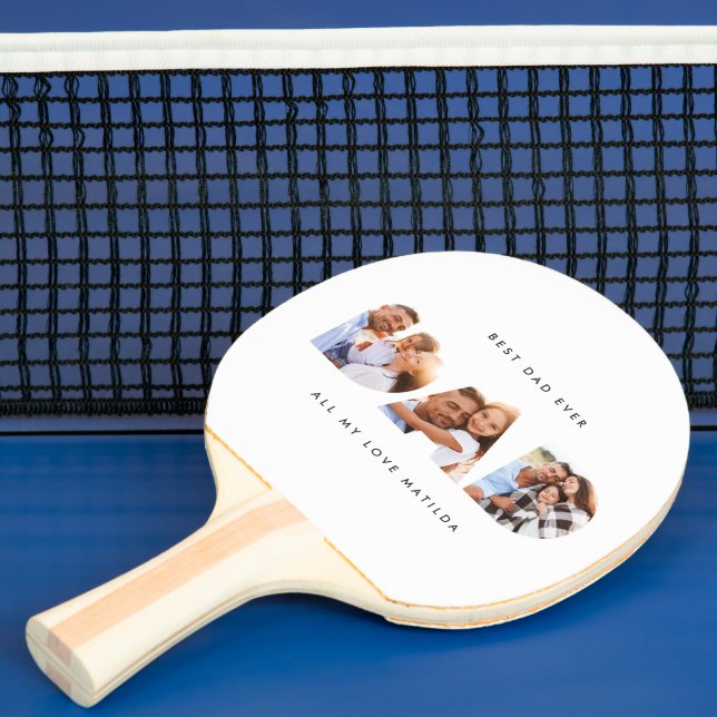 Modern graphic typography Multi photo dad Ping Pong Paddle (Insitu)