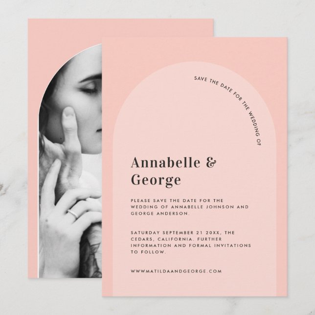 Modern graphic typography photo wedding save the date (Front/Back)