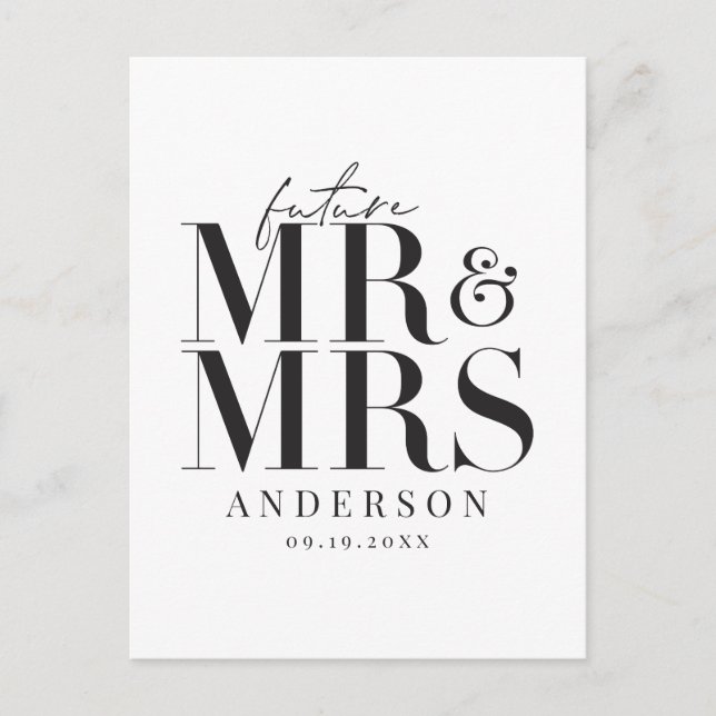 Modern, graphic, typography save the date postcard (Front)