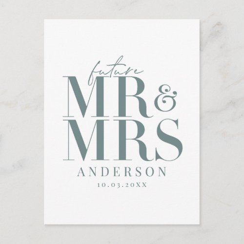 Modern graphic typography save the date postcard