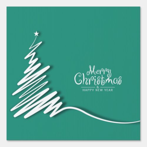 Modern Graphics Merry Christmas Tree Greetings Sign
