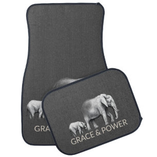 Modern Graphite Grey Ivory Elephant Car Mat
