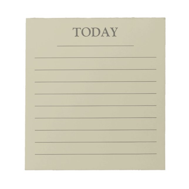 Modern Grass Green TODAY to do list Lined Notepad (Front)