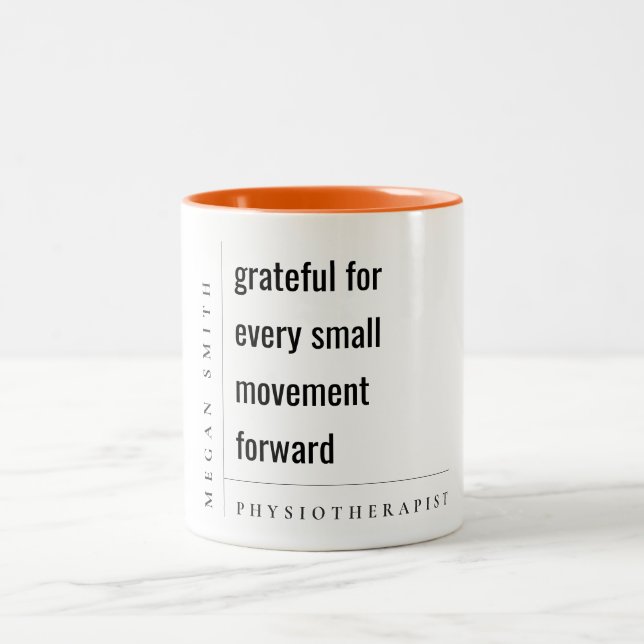 Modern Grateful Motivational Physiotherapist Gift Two-Tone Coffee Mug (Center)