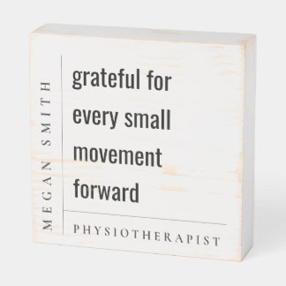 Modern Grateful Motivational Physiotherapist Gift Wooden Box Sign