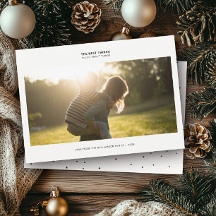 Modern Gratitude Quote Family Photo Minimalist Holiday Card