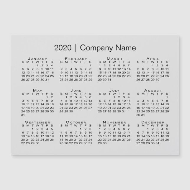 Modern Gray 2020 Calendar with Company Name (Front)