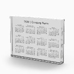 Modern Gray 2020 Desk Calendar with Company Name Acrylic Award<br><div class="desc">Modern acrylic block desk calendar features a black 2020 calendar on a light gray background. Add your company's name in the sidebar. If you'd like a different color background to match the color of your business brand, tap "Click to customize further" and "Select a background color" in the sidebar. Click...</div>