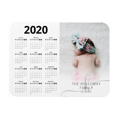 Modern gray 2020  photo family typography script magnet