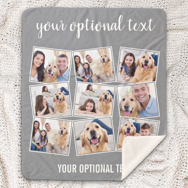 Modern Gray 9 Photo Collage Sherpa Blanket (Creator Uploaded)