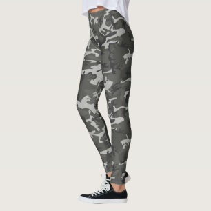 Modern Gray Abstract Camo Camouflage Leggings