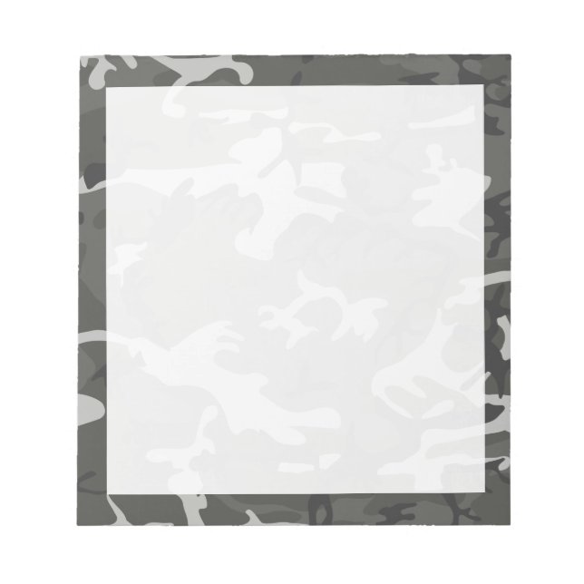 Modern Gray Abstract Camo Camouflage Notepad (Front)