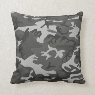 Modern Gray Abstract Camo Camouflage Throw Pillow