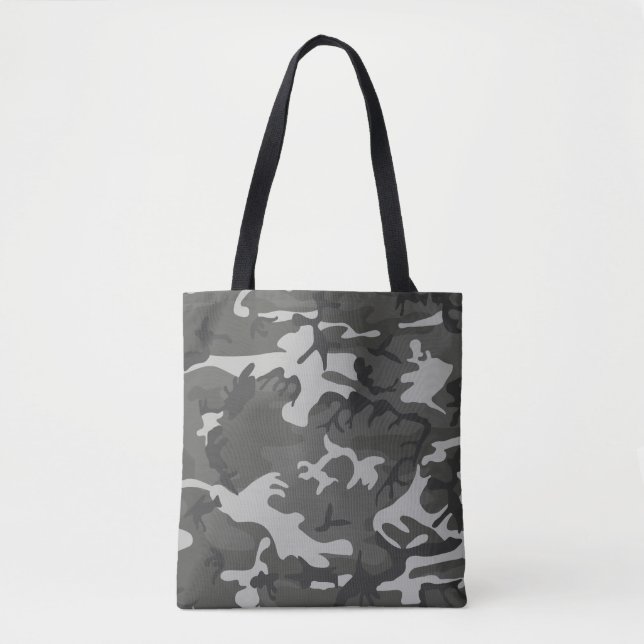 Modern Gray Abstract Camo Camouflage Tote Bag (Front)
