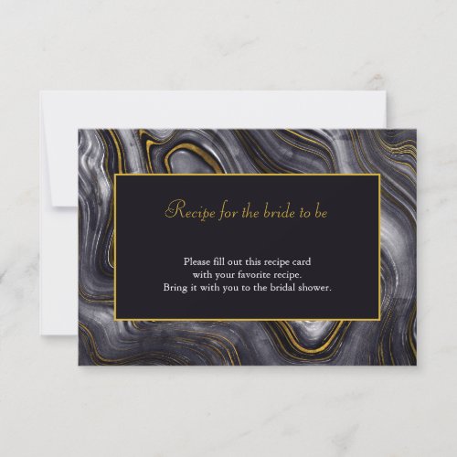 Modern Gray Agate Bridal Shower Recipe Card