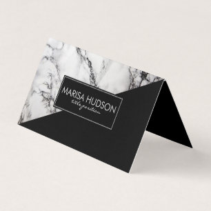 Modern Gray And Black Marble And Black Triangle Business Card
