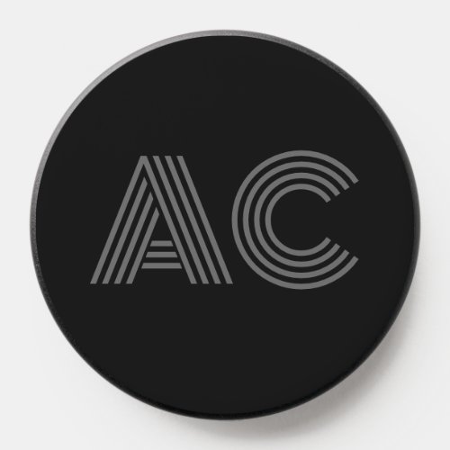 Modern Gray and Black Monogram PopSocket