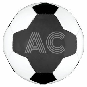 Modern Gray and Black Monogram Soccer Ball