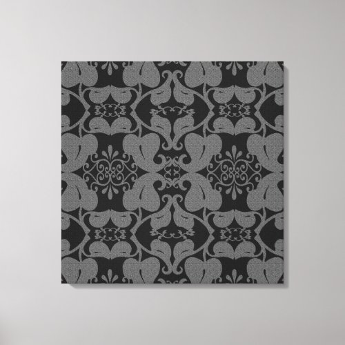 Modern Gray And Black Ornate Pattern Canvas Print