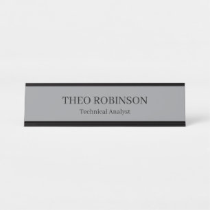 Modern Gray and Black Professional Desk Name Plate