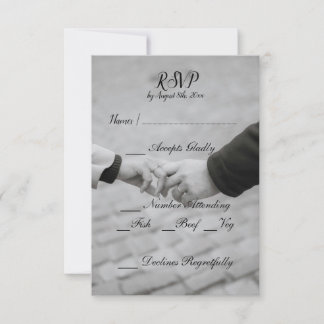Modern Gray and Black Wedding Response Card