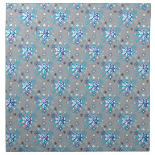 Modern gray and blue Holiday Snowflakes pattern Cloth Napkin
